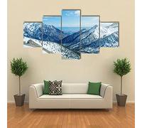 Impression sur Toile intissee 5 Parties Tableau Tableaux Decoration Murale Photo Image Artistique Photographie,tableau 5 parties Sommets enneigés des montagnes Rocheuses cadre,tableau xxl 200x100