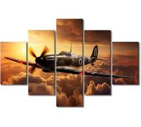 Impression Sur Toile Intissee Avion 5 Parties Tableau Tableaux Decoration Murale Photo Image Artistique Photographie Graphique | Sans Cadre 150 X 100 Cm | Bureau Hôtel Mur Art Photo Affi-133827458233