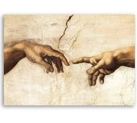 Feeby Impression sur Toile Intissé Michel-Ange Reproduction La création d'Adam 90x60 cm Image décoration Murale Design Chambre d'enfant Mains Voûte Chapelle Sixtine beige