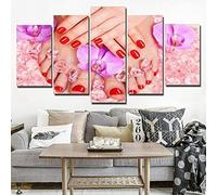 Impression Sur Toile Intissee Salon De Manucure Beauté Des Ongles 5 Parties Tableau Tableaux Decoration Murale Photo Image Artistique Photographie Graphique Sans Cadre 200 X 100 Cm Bureau Hôtel Mur A