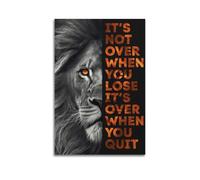Impression sur toile « It's Not Over Lion » - Impression sur le thème du lion - Impression sur toile persistante - Décoration murale artistique moderne à suspendre - 50 x 75 cm