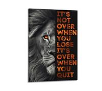Impression sur toile « It's Not Over Lion » - Poster de motivation - Impression sur toile persistante - Décoration murale moderne à suspendre - 40 x 60 cm