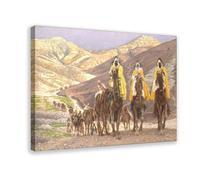Impression sur toile James Tissot - Le voyage des mages - Décoration murale pour chambre à coucher, bureau, cuisine, cadre cadeau - 60 x 90 cm