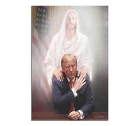 Impression sur toile Jésus Christ et Donald Trump - Décoration murale pour bureau, chambre à coucher - 60 x 90 cm - Sans cadre