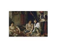 Impression sur toile Les femmes d'Alger par Eugène Delacroix - 2 œuvres d'art - Décoration murale d'intérieur moderne - 60 x 90 cm