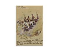 Impression sur toile « Lettre avec Indiens d'Amérique » de Charles Marion Ruseel - Décoration murale pour chambre à coucher et salon - 40 x 60 cm