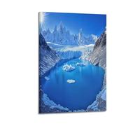 Impression sur toile lumineuse du lac des glaciers - Poster naturel - Décoration lumineuse pour salon - Poster décoratif sur toile - Affiches murales et image d'art moderne pour chambre à coucher