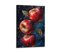 Impression sur toile magique Cosmic Apples Odyssey - Impression céleste - Fruits - Décoration galactique pour chambre à coucher, salon - Décoration murale moderne à suspendre - 60 x 90 cm