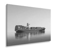 Impression sur toile Majesté du cargo dans un lac calme Format : 100 x 70 cm Effet : noir et blanc XXL Impression d'art sur châssis Décoration de salon