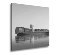 Impression sur toile Majesté du cargo dans un lac calme Format : 40 x 40 cm Effet : noir et blanc XXL Impression d'art sur châssis Décoration de salon