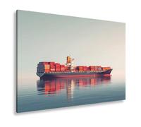 Impression sur toile Majesté du cargo dans un lac calme Format : 90 x 60 cm XXL Impression d'art sur châssis Décoration murale pour salon