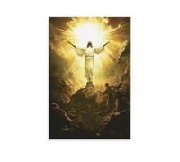 Impression sur toile minimaliste - Jésus rayonnant - Lumière divine - Moment rempli pour les amoureux de la foi chrétienne - Famille moderne pour décoration de salon - Style sans cadre - 40 x 60 cm