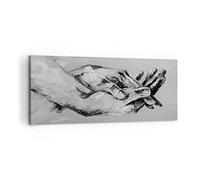 Impression sur Toile Moderne 100x40 cm Noir et Blanc Personnes - 4566