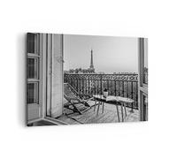 Moderne Impression sur Toile 100x70cm Image Tableau Decoration Murale Noir Et Blanc Paris Balcon Grand Tableaux Decoratifs Muraux Chambre Horizontal Deco Cadre Décoration Salon Art Wall AA100x70-4595