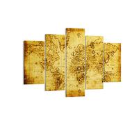 Impression sur Toile Moderne 150x100 cm Carte du Monde Voyages - 0127