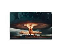 Impression sur toile moderne avec explosion nucléaire et bombe atomique - Décoration murale pour chambre à coucher - 50 x 75 cm