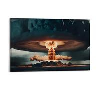 Impression sur toile moderne avec explosion nucléaire et bombe atomique - Décoration murale pour chambre à coucher - 60 x 90 cm