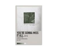 Impression sur toile moderne avec inscription « You're Gonna Miss It All » - Décoration murale rétro sans cadre - 50 x 75 cm