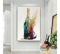 Impression sur toile moderne colorée de bouteille de vin dorée, peinture abstraite de bouteille de vin, affiche de salon, décoration de maison, 70x100cm, sans cadre
