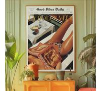 Impression Sur Toile Moderne Et Tendance Avec Journal Rétro Des Années 60 Ambiance Plage Pour Salon Chambre Bureau Bar Décoration D'Intérieur 50X70Cm