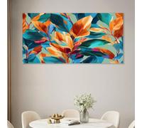 Impression sur toile - Moderne Pop Art 120 x 80 cm | Tableau mural sans cadre - Tropical Botanique Feuille, décoration pour salon, entrée, bureau et salle à manger