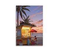 Impression sur toile moderne pour la maison, affiche de scène de plage, magasin, coucher de soleil, décoration de bord de mer, 20 x 30 cm, style sans cadre
