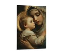 Impression sur toile moderne pour la maison, affiche religieuse de style classique Madonna et enfant, 50 x 75 cm, style cadre