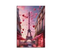 Impression sur toile moderne pour la maison - Poster d'amour, tour Eiffel de Paris, décoration romantique, créateur, 60 x 90 cm, style sans cadre