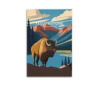 Impression sur toile moderne pour la maison - Poster de paysage du parc national des bisons de Yellowstone - Art décoratif - 20 x 30 cm - Style sans cadre