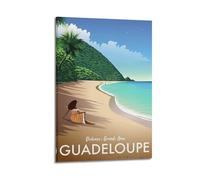 Impression sur toile moderne pour la maison - Poster de paysage Guadeloupe Deshaies Grande Anse Beach Decor 20 x 30 cm style cadre