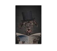 Impression sur toile moderne pour la maison - Poster mignon animal de compagnie représentant un chien qui se déchaîne, amusant, relaxation, guérison, art décoratif 50 x 75 cm, style sans cadre