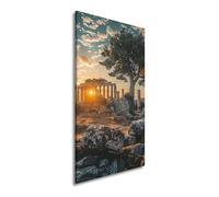 Impression sur toile Motif colonnes de l'antiquité se réveillent dans la gloire du nouveau matin Panorama 120 x 60 cm XXL Impression d'art sur châssis Décoration murale pour salon