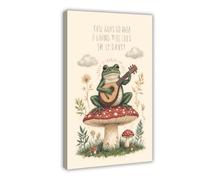 Impression sur toile Motif grenouille jouant du luth sur champignon 30 x 45 cm