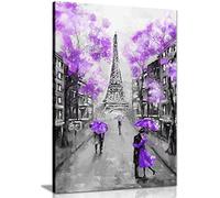 Impression sur toile Motif Paris Noir/blanc Violet 31 x 20 cm