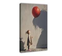 Impression sur toile Motif petite fille avec ballon rouge