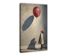 Impression sur toile Motif petite fille avec ballon rouge 4