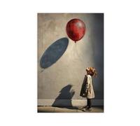 Impression sur toile Motif petite fille avec ballon rouge 4