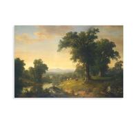 Impression sur toile motif scène pastorale Hudson Valley Asher Brown Durand pour chambre à coucher, bureau, chambre, cadeau sans cadre, 60 x 90 cm