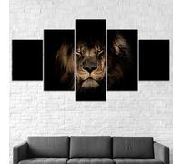 Impression sur toile - Motif tête de lion noir et blanc