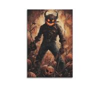 Impression sur toile murale abstraite minimaliste - Poster d'horreur brutaliste avec Jack effrayant - O - lanterne - affiches d'œuvre d'art pour décoration de chambre à coucher (50 x 75 cm)