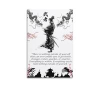 Impression sur toile murale avec citation de motivation de samouraï japonais « There Is Nothing Outside Of Yourself » - Pour salon, chambre à coucher - Sans cadre - 20 x 30 cm