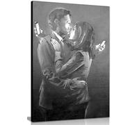 Impression sur toile murale Banksy pour amateurs de téléphone portable Noir et blanc 45,7 x 30,5 cm