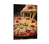 Impression sur toile murale exquise et moderne - Album photo - Affiche ethnique moderne - Poster au fromage Pepperoni Pizza Close - Up 40 x 60 cm