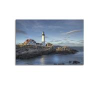 Impression sur toile murale moderne de Portland Head Lighthouse Cape Elizabeth Maine pour chambre à coucher 50 x 75 cm