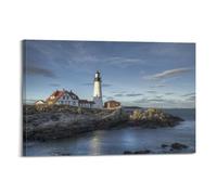 Impression sur toile murale moderne pour chambre à coucher Motif phare de Portland Head Cape Elizabeth Maine 30 x 45 cm