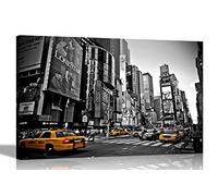 Impression sur toile noire et blanche New York City Times Square - Décoration murale d'intérieur et de bureau - Affiches encadrées - Grande taille - 76 x 50 cm