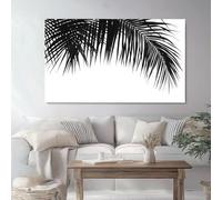 Impression sur toile Palmiers Modernes, Noir Blanc Tableau mural moderne pour salon et chambre à coucher, Sans cadre, 120 x 40 cm