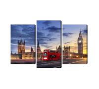 Impression sur toile - Panorama de Westminster et Big Ben, Londres - Décoration murale moderne et impression d'art - Pour salon, chambre à coucher, cuisine, couloir - XXL - 180 x 120 cm