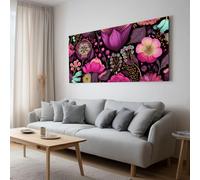 Impression sur toile panoramique Géométrique Plante Fleur, Décoration Mural Sud-Ouest Affiche Sans Cadre pour Salon, Chambre, Salle de Bain Déco Maison 120 x 80 cm