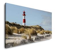 Impression sur toile panoramique - Motif phare au bord de la mer - 120 x 60 cm - Format XXL - Pour salon et appartement